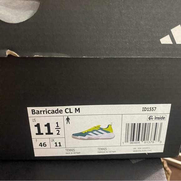 Adidas Barricade Clay Court Tennis Shoes Green White id1557 Men’s Sz 12 - Picture 9 of 9